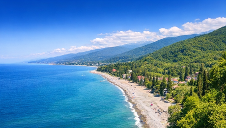 Black Sea coastline in Abkhazia, Caucasus region