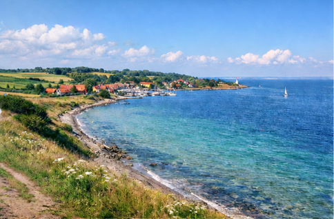 Ærø island coastline in the Baltic Sea, Denmark