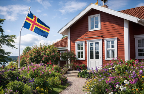 Traditional houses and street in the Åland Islands