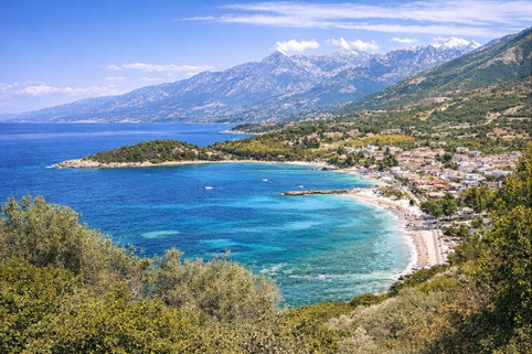 Albanian coastline and mountains in Southeastern Europe