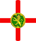 The Flag of Alderney Rounded Hexagon