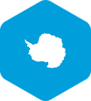 The Flag of Antarctica Rounded Hexagon