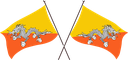 The Flag of Bhutan Crossed Flags