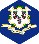 The Flag of Connecticut Rounded Hexagon