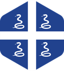 The Flag of Drapeau Aux Serpents De La Martinique Rounded Hexagon