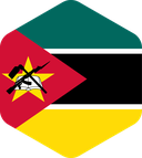 The Flag of Mozambique Rounded Hexagon
