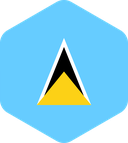The Flag of Saint Lucia Rounded Hexagon
