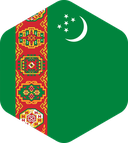 The Flag of Turkmenistan Rounded Hexagon
