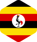 The Flag of Uganda Rounded Hexagon