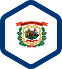 The Flag of West Virginia Rounded Hexagon